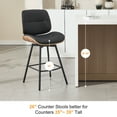 thumbnail image 3 of Counter Height Bar Stools Set of 2, 26" Swivel PU Leather Upholstered Bar Stools with Walnut Backs and Metal Legs, Retro Counter Stools for Kitchen Island, Dining Room, Pub, Black, 3 of 8