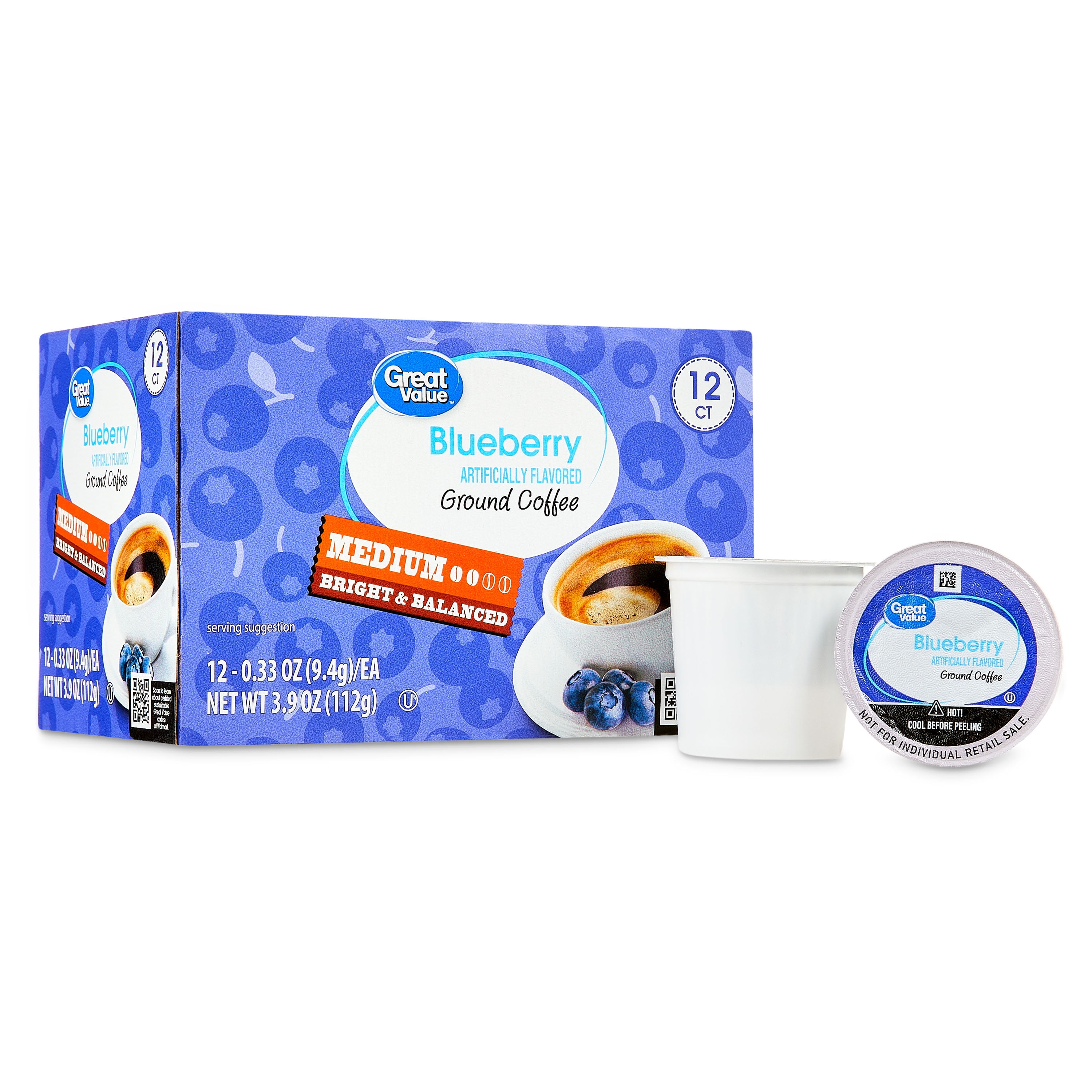 (6 pack) Great Value Blueberry Coffee Pods, 12 Count