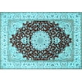 thumbnail image 1 of Ahgly Company Indoor Rectangle Medallion Light Blue Traditional Area Rugs, 3' x 5', 1 of 4