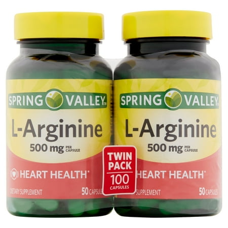Spring Valley L-Arginine 500mg, 100 Ct, Pack of 2