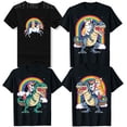 thumbnail image 2 of Camiseta con diseño de unicornio Corgi montando dinosaurio T Rex, bonita camiseta para niños, niñas, regalo de arcoíris, camiseta gráfica de galaxia espacial Corgicorn, camisetas estéticas, 2 of 5