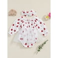 thumbnail image 4 of Suealasg 2Pcs Newborn Baby Girl Fall Outfits Clothes Set 3 6 12 18 Months Infant Girl Long Sleeve Floral Cherry Print Tulle Romper Dress Headband, 4 of 7