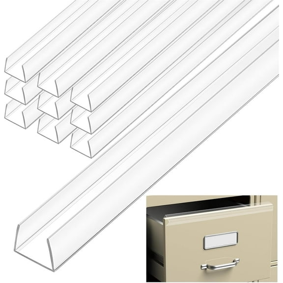 Tutuviw 10 Pcs Plastic Edge Guard,17.7" Length Clear Plastic Slip On Cabinet Door Protector for Protecting Kitchen Cabinet Stool Foot Rails Chair Rung from Chipping,Cabinets Door Edge Protection