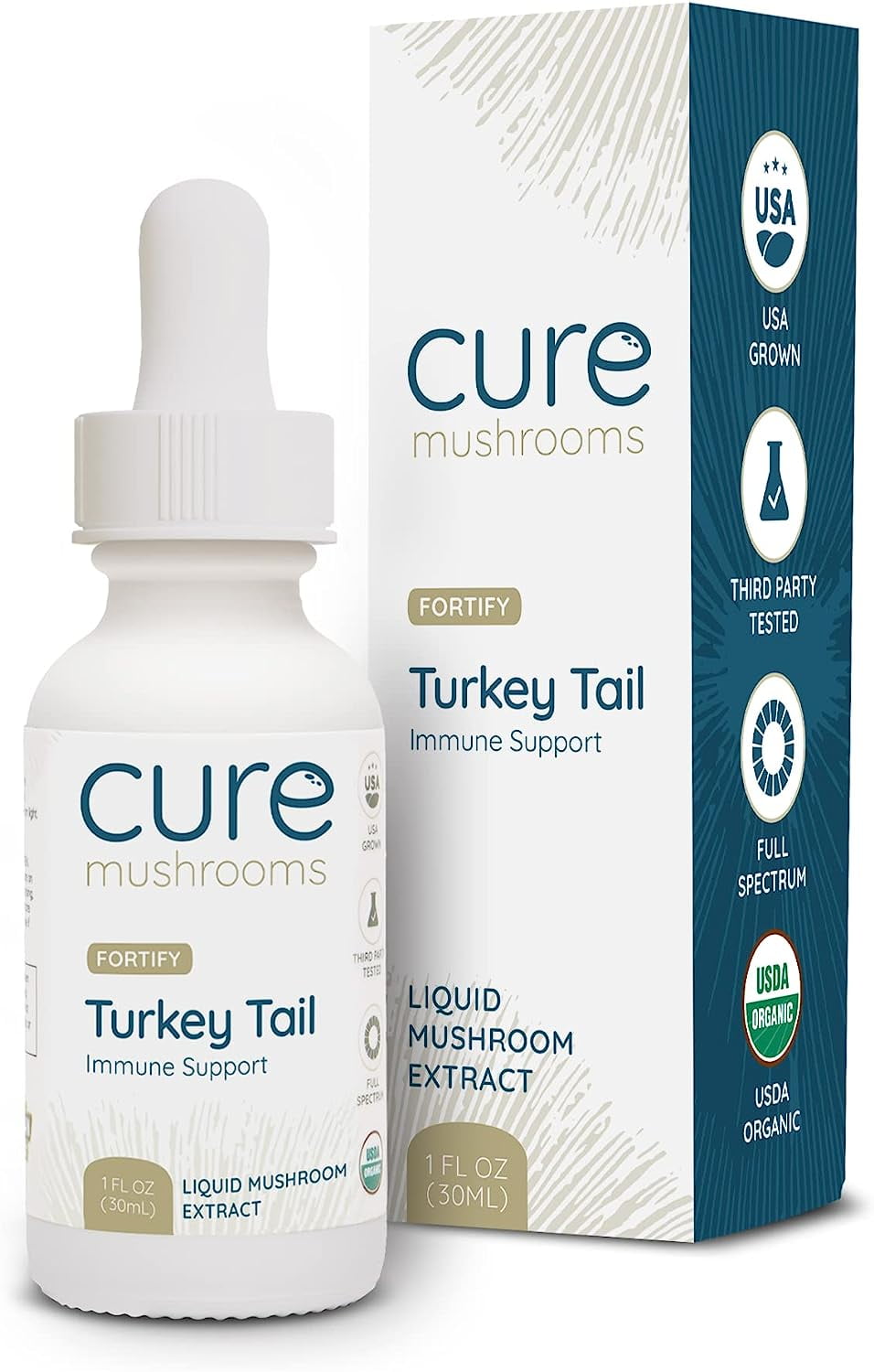 Cure Mushrooms Turkey Tail Organic Mushroom Supplement Drops