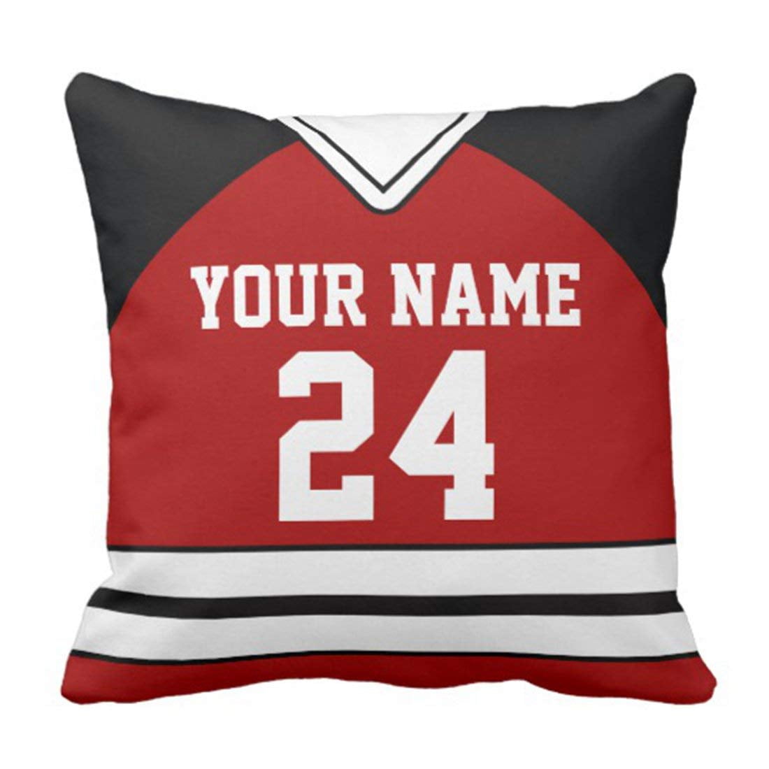 Bpbop Stripes League Hockey Jersey With Name Number Red Game Pillowcase Cushion Cover 18x18 Inches Walmart Com Walmart Com