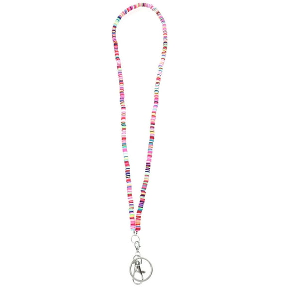 Gymnture 1pc Polymer Clay Lanyard Woman Beaded Necklace Hanging Chain Key Hanging Rope