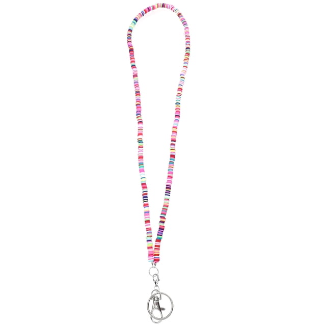 MasteelfCA 1pc Polymer Clay Lanyard Woman Beaded Necklace Hanging Chain Key Hanging Rope