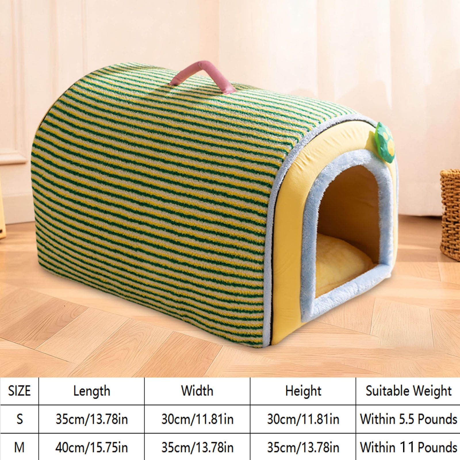 2-in-1 Portable Cat Sofa & House Bed, Foldable Pet Tent & Cave for Cats & Small Medium Dogs - Removable Washable Cover, Indoor Pet Furniture