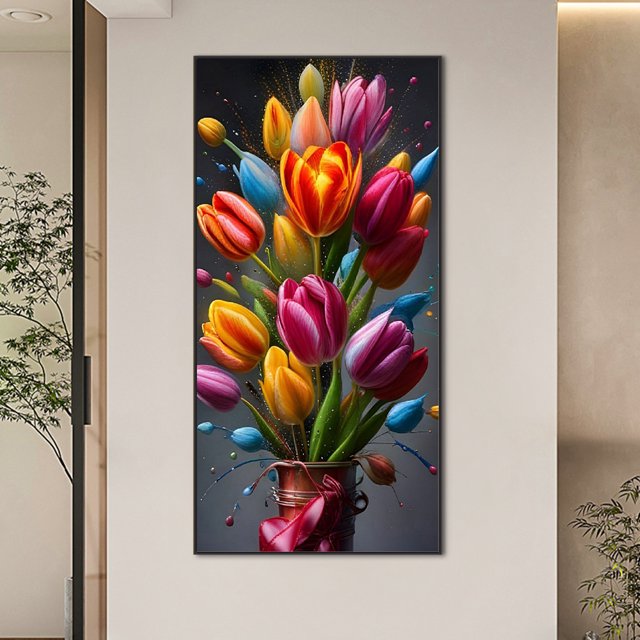 Cuadros Decorativos Diamond Painting 5D DIY Taladro redondo completo Tulipanes Decoración del hogar (NH3673) DQrwqpou embutido en tela