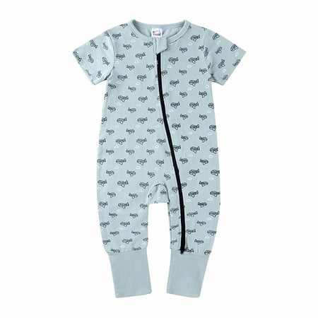 

Utoimkio Newborn Baby Boys Girls Short Sleeve One-Piece Romper Cute Cartoon Zipper Jumpsuit Summer Overall Outfits