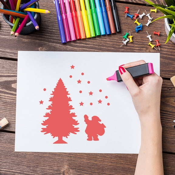 CRILSTYLEO 12-Piece White Plastic Holiday Drawing Stencil Set for Art, Craft, and Flat Design