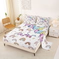 thumbnail image 2 of Metsweet Cute Magical Unicorn Bed Sheets 4-Piece, Kawaii Rainbow Full Size Sheets,1 Fitted Sheet, 1 Flat Sheet and 2 Pillowcases, 2 of 5