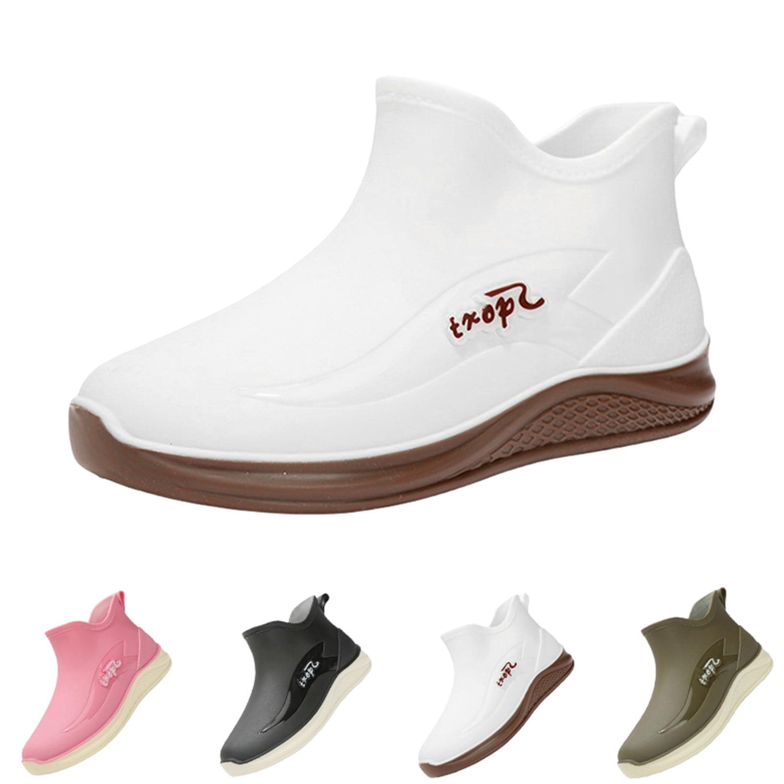 XIMIN Women Rain Boots Ankle Rain Shoes Anti-Slipping Waterproof Rainboots with Comfortable Lightweight Garden Rubber Rain Boot Outdoor Work Shoes Fishing Deck Boots
