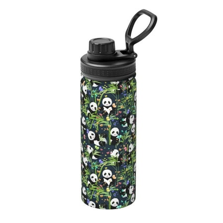 

Tebeau Fun Panda Playing With Bamboo Leaves Print Water Bottle 18oz Sports Insulated Kettle Stainless Steel Outdoor Drinking Bottles Fashion Travel Cup