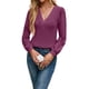 thumbnail image 2 of Blusas de Larga con Cuello en V para Mujer, Elegantes, Informales, de Otoño, con Mangas Abullonadas, Holgadas, Modernas. Púrpura M, 2 of 9
