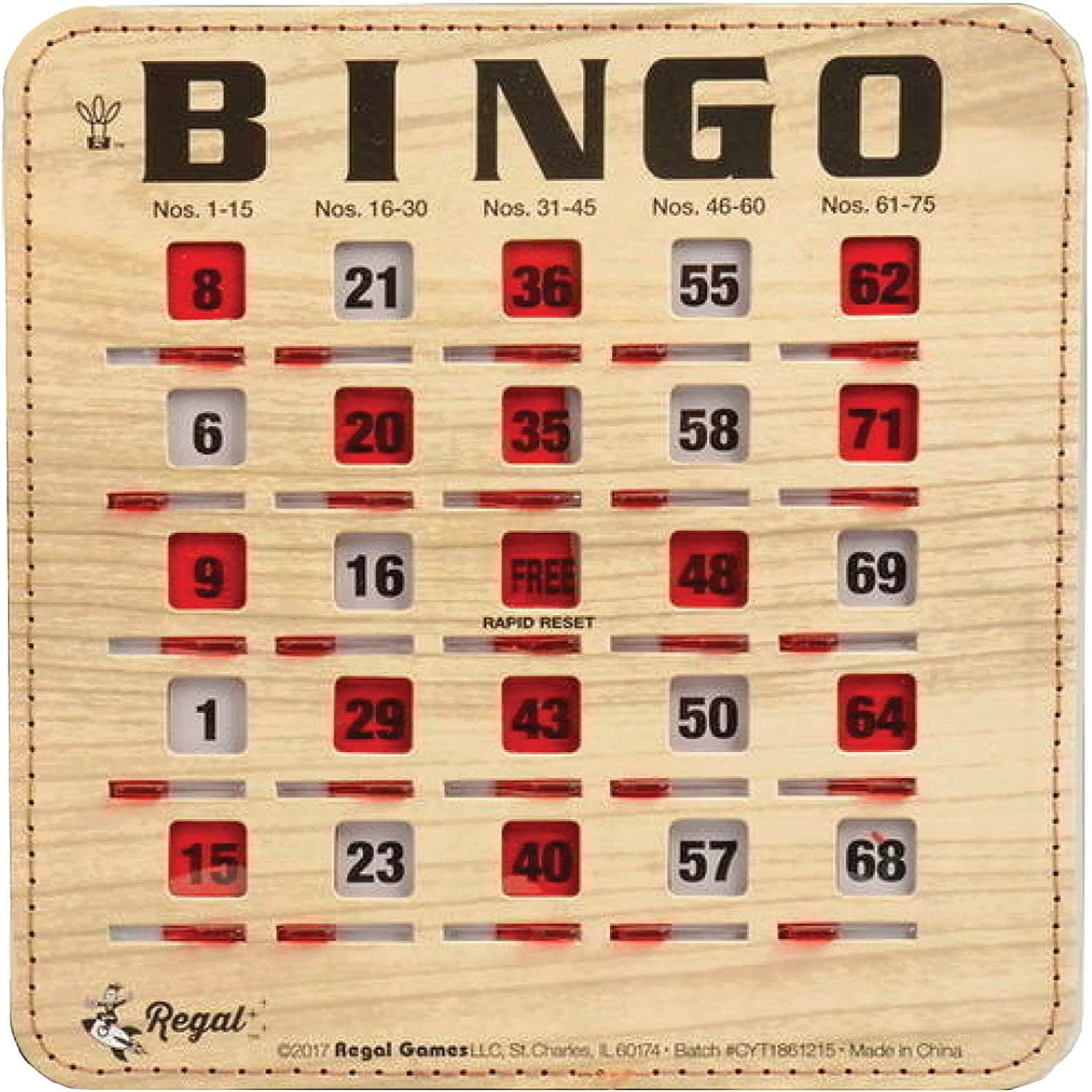 Regal Games 100 Cards Woodgrain/tan Fingertip Shutter Slide Bingo for sale online