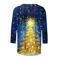 thumbnail image 4 of Christmas Shirts for Women 2025 Sparkling Christmas Tree Top Plus Size 3/4 Sleeve Tops for Women Round Neck Casual T Shirt Holiday Party Outfits, 4 of 5