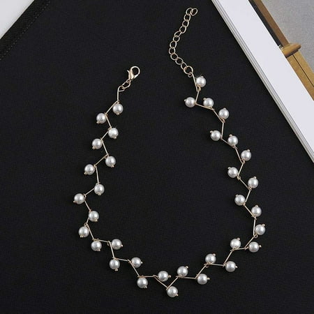 Fancyleo 2019 New Fashion Simulated Pearl Clavicle Chain Female Bride Wedding Choker Necklace Simple Neck Jewelry Korean Collar
