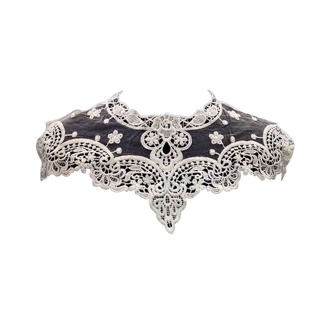 Visland Lace Embroidered Fake Collar Hollow See-through Lace Flower Pattern False Collar Lace Embellished Clothing Accessory
