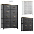 thumbnail image 2 of ZHOUB 10 Drawers Dresser - Fabric Storage Tower Organizer Unit for Bedroom, Living Room, Hallway, Closets - Sturdy Steel Frame, Wooden Top & Easy Pull Fabric Bins-Khaki 10 Drawers, 2 of 11