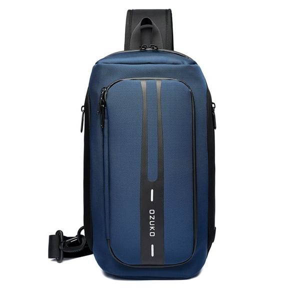 ozuko ozuko Sac de Poitrine Imperméable et Antivol pour Homme avec Chargement USB, Conception Respirante et Grande Capacité pour les Voyages et les Activités de Plein Air, Bleu Foncé