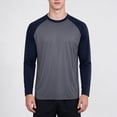 thumbnail image 2 of Rvwovn Men's Raglan Long Sleeve Tee, Crew Neck Casual Baseball Workout T-Shirt, Classic Color Block, 2 of 6