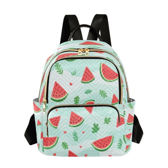 RMDQTR Quilted Backpack Lightweight Casual Daypack with Multi Zipper Pockets for Travel Daily Use Shopping Sports Watermelon Slice Pattern