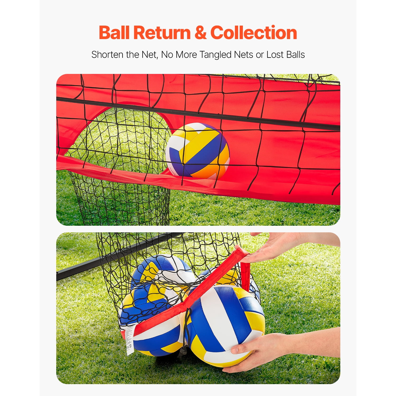 KFFKFF 2-in-1 Volleyball Training Net System with Adjustable Height, Portable Practice Equipment Featuring Ball Return for Indoor and Outdoor Use, Ideal for Serving and Spiking Accuracy Improvement