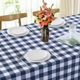 thumbnail image 5 of Coolmee Navy Bule Checkered Buffalo Plaid Tablecloth, Wipeable Washable Waterproof, Polyester Rectangle Tablecloth Outdoor and Indoor，52 x 52 inches, 5 of 7