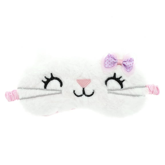 Unique Bargains 1 Pc Cat Cartoon Sleep Mask Soft Eye Shade Cover for Rest 7.87"x4.72" White