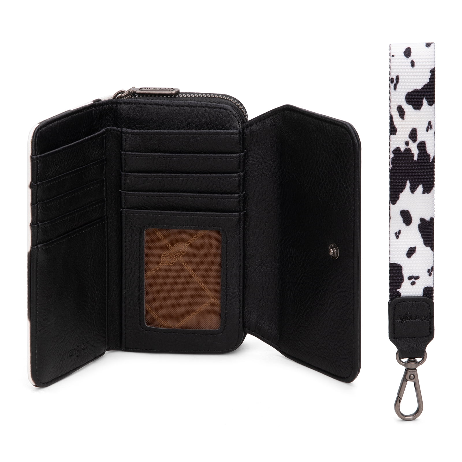 Wrangler Wallet Purse for Women Minimalist Wristlet Wallet with RFID Blocking Credit Card Holder, Cow Black