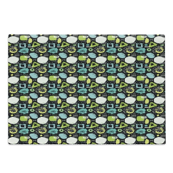 Grunge Cutting Board, Sketchy Art Digital Geometric Forms Graffiti Paintbrush Funky Unusual Effects, Decorative Tempered Glass Cutting and Serving Board, Large Size, Multicolor, by Ambesonne