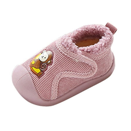 

Girls Boys Leisure Shoes Cotton Cloth Cartoon Prints Soft Bottom Keer Warm Slip On Sport Shoes Socks Shoes