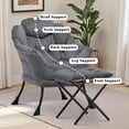 thumbnail image 6 of SAETSFEG Lazy Chair with Ottoman, Comfy Accent Lounge Chair with Side Pocket, Modern Reading Armchair with Footrest, Upholstered Sofa Chair for Small Spaces, Bedroom, Living Room, Dorm, Darkgrey, 6 of 9