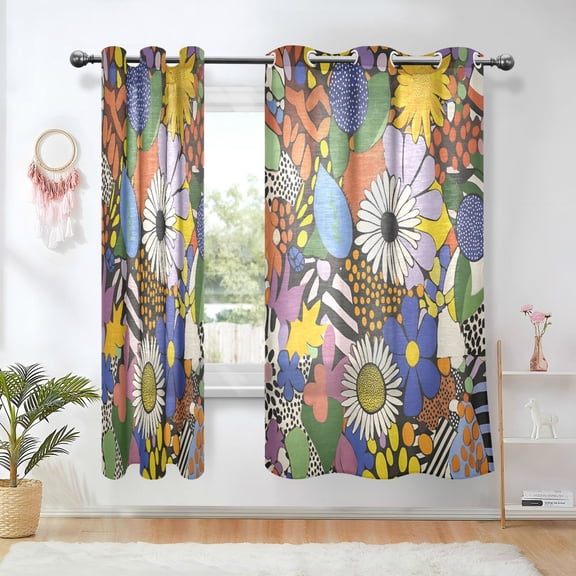 Yayeee Window Curtains Set of 2 for Living Room Light Filtering 63"x42", Blue Floral