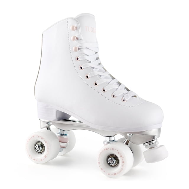 Tuosamtin Patins à Roulettes pour Femmes et Filles avec Butées en Caoutchouc Réglables en Hauteur, Mignons Patins Rétro à Quatre Roues pour l'Extérieur et l'Intérieur