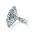 thumbnail image 3 of BERRICLE Sterling Silver Navette Cubic Zirconia CZ Statement Vintage Inspired Art Deco Fashion Ring for Women, Rhodium Plated Size 9.5, 3 of 11