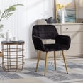 thumbnail image 6 of KCC Dining Chair Faux fur Side Chair Modern Padded Armchair Fluffy Accent Chair with Golden Metal Leg for Living Room Dining Room Bedroom, Black, 6 of 6