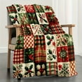 thumbnail image 3 of 1 Piece Traditional Christmas Patchwork Flannel Blanket - Festive Home Decor, Classic Red and Green Pattern, Soft and Comfortable, Suitable for Living Room and Bedroom Multi-Purpose Blanket, 3 of 5
