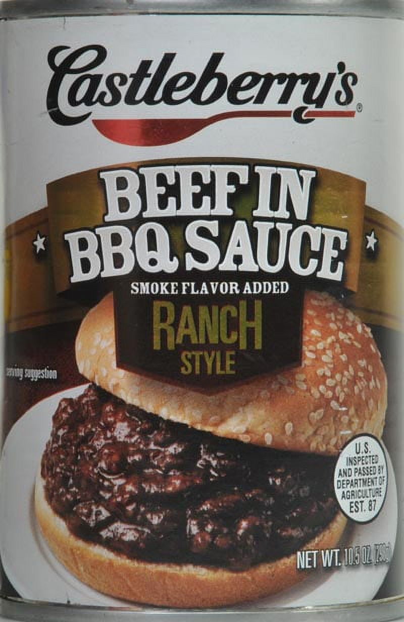 Castleberry’s Beef in BBQ Sauce Ranch Style, 10 oz Can – Heat-and-Serve Shredded Beef Sandwich Filling