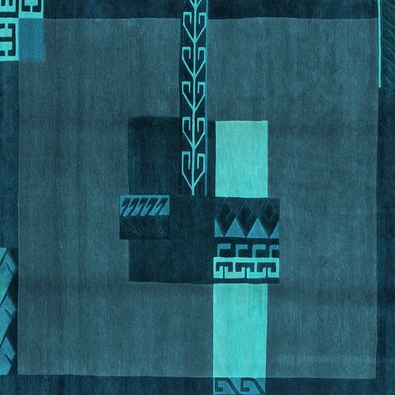Ahgly Company Indoor Square Abstract Light Blue Modern Area Rugs, 5' Square