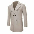 thumbnail image 4 of Mens Trench Coat Slim Fit Double Long Peacoat Color: Khaki Size: XL, 4 of 9
