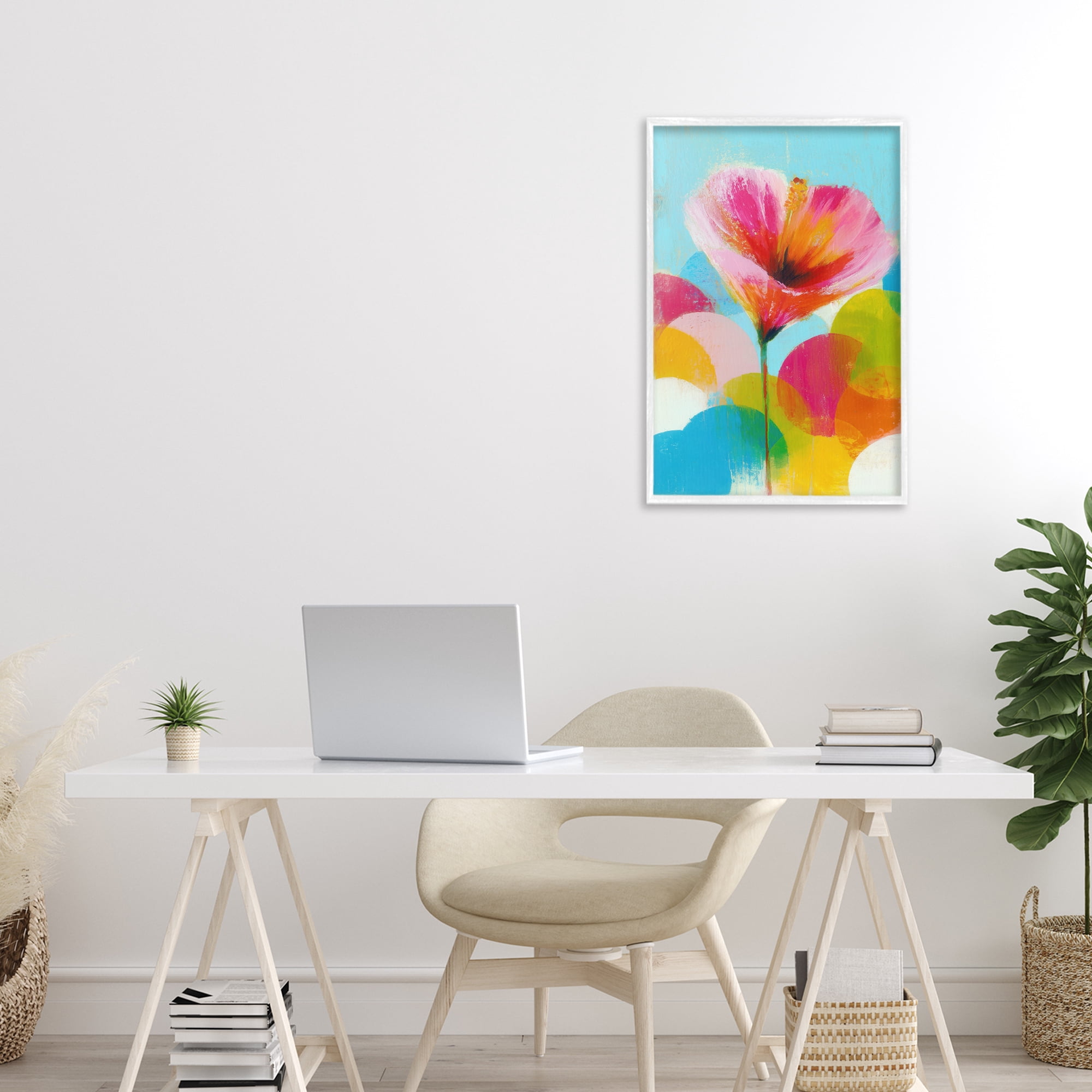 Stupell Industries Hibiscus In The Sun White Framed Giclee Art, design by Chromatic Storm Studio