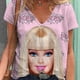 thumbnail image 2 of Camiseta de verano 2024 para mujer, camiseta de manga corta con cuello en V y estampado de princesa Barbie en 3D, camiseta de moda de talla grande para mujer, camiseta Y2k para mujer, 2 of 5