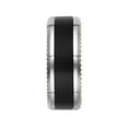 thumbnail image 2 of Men's Black and Sandblast Finish Sapphire Tungsten 8mm, IP Rose Gold and Steel Strips Interior and Edge Comfort Fit Wedding Band, Size 12, 2 of 8