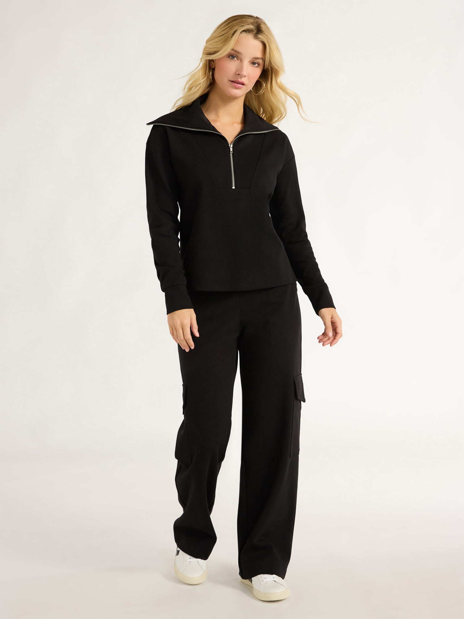 Free Assembly Women's and Women's Plus Half Zip Pullover Sweatshirt, Sizes XS-4X