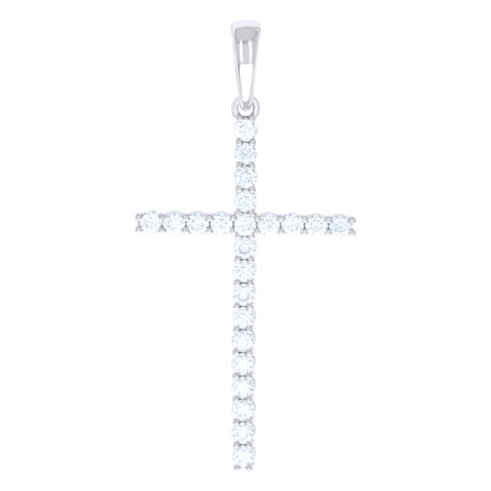 925 Sterling Silver Mens Cubic-Zirconia Cross Religious Charm Pendant