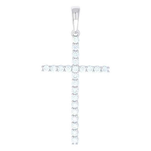 925 Sterling Silver Mens Cubic-Zirconia Cross Religious Charm Pendant
