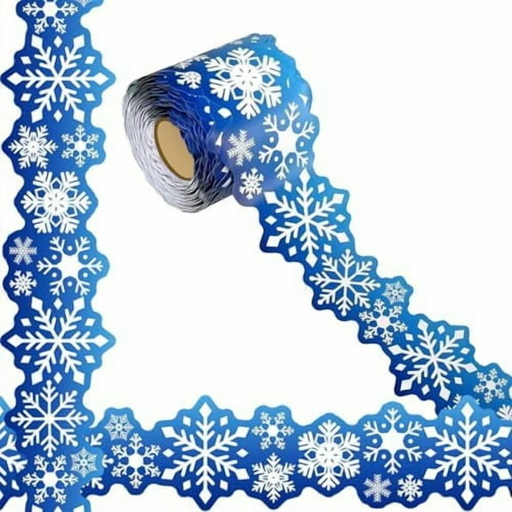 69 Feet Winter Snowflake Bulletin Board Borders，for Winter Christmas School Classroom Poster Office Party Wall Locker Decoration