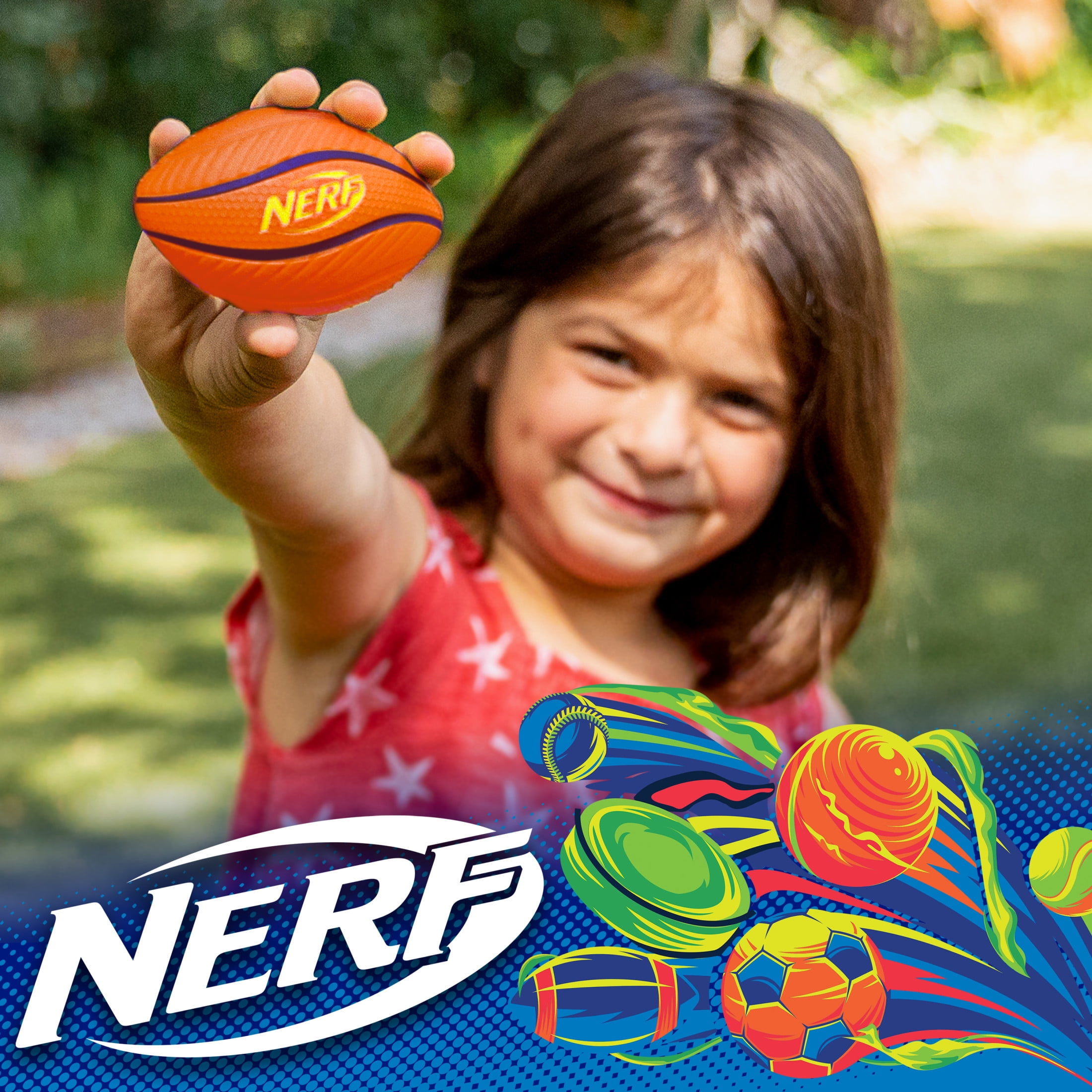 NERF Mini Stress Foam Sport Ball Set - Kids Mini Sports Ball Set - Includes Foam Micro Football, Soccer Ball + Basketball - NERF Soft Stress Relief Foam Sports Set for Kids - Multicolor